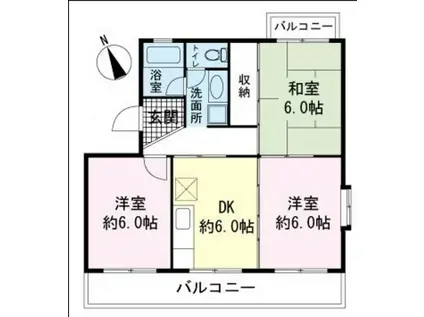 プロスペラ平石(3DK/3階)の間取り写真