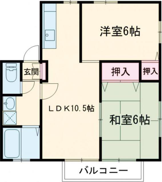 ドリームハウスC(2LDK/2階)の間取り写真