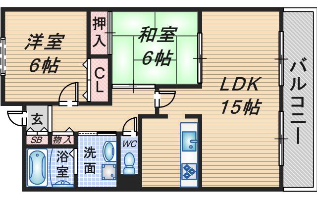 GMY千里園マンション(2LDK/3階)の間取り写真