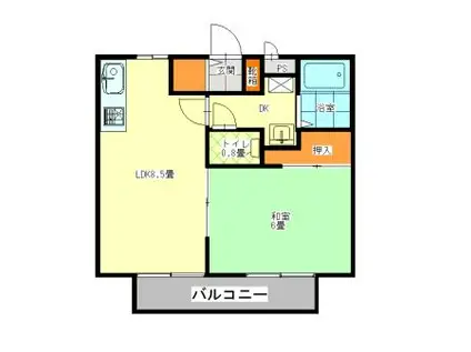 フローラ加治木(1LDK/2階)の間取り写真