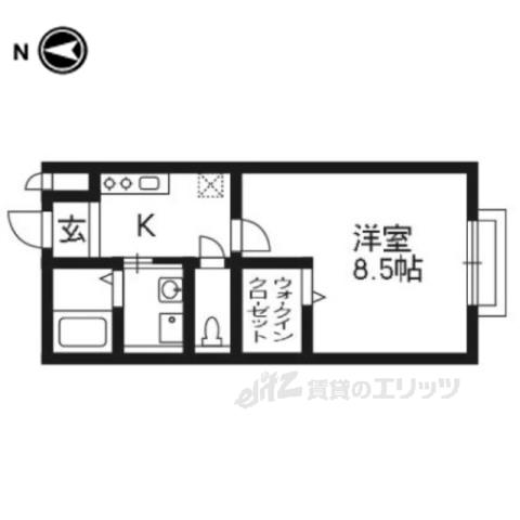 ブルースカイ山宗(1K/2階)の間取り写真