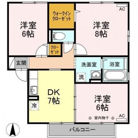 グランフェリオ(3DK/2階)の間取り写真