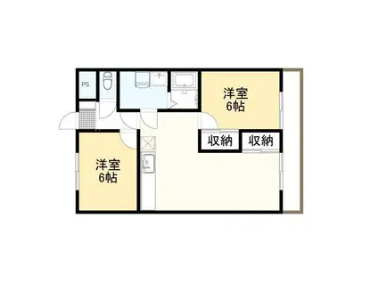 伊勢崎第2コートハウス(2LDK/1階)の間取り写真