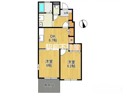 ANDORREB(2DK/1階)の間取り写真