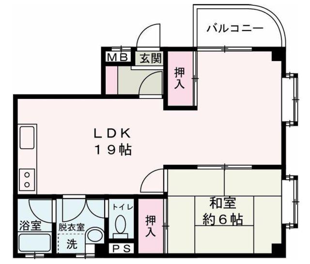 寿ハイツ(1LDK/3階)の間取り写真