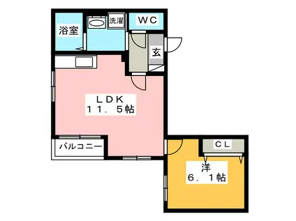 コンフォート東駒爪(1LDK/3階)の間取り写真