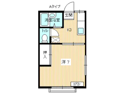 モルゲンロート(1K/1階)の間取り写真