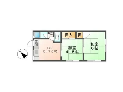 第三柏原荘(2K/1階)の間取り写真