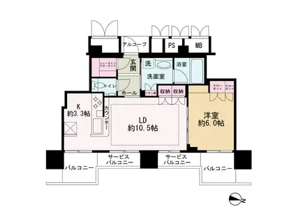 ザ・ファインタワー梅田豊崎(1LDK/8階)の間取り写真
