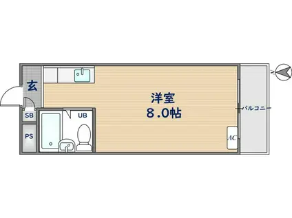 瓢箪山ハイツ(ワンルーム/4階)の間取り写真