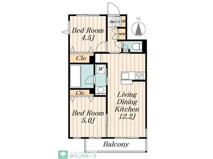 メゾン・リヴェール(2LDK/1階)の間取り写真