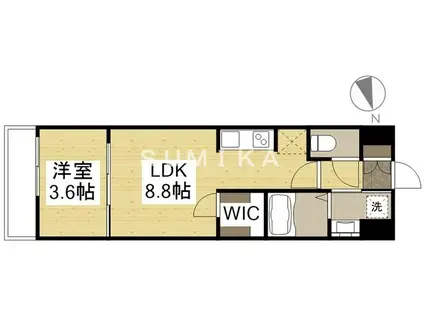 月光 旭川リバーサイドウエスト(1LDK/3階)の間取り写真