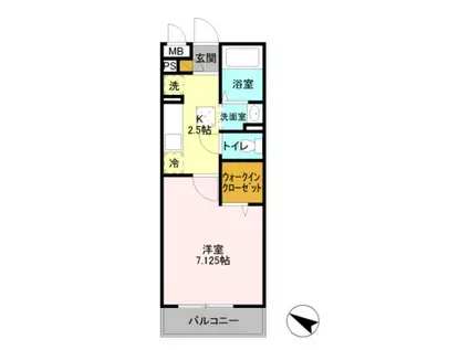 グランドソレイユBABA(1K/1階)の間取り写真