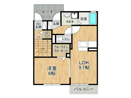 アゼリア(1LDK/1階)の間取り写真