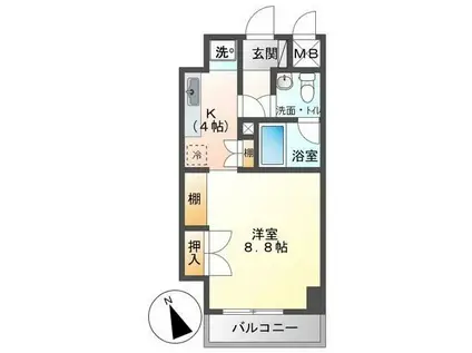 シティヒル(1K/4階)の間取り写真