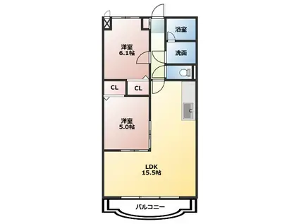 METIS WON(2LDK/2階)の間取り写真