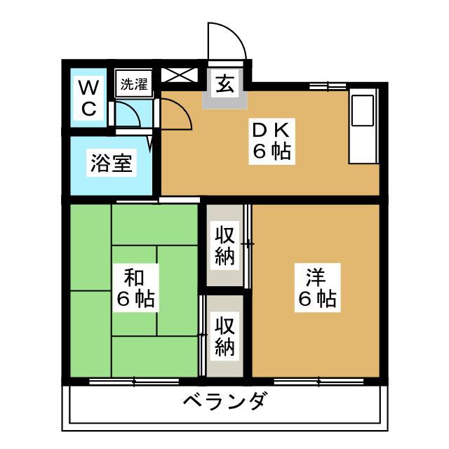 レステハウス(2DK/2階)の間取り写真