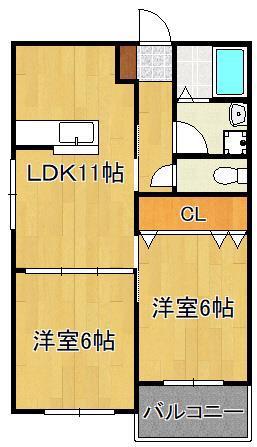 キミエ学研都市レジデンス(2LDK/1階)の間取り写真