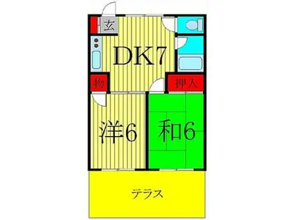 ビラサンホワイト(2DK/1階)の間取り写真