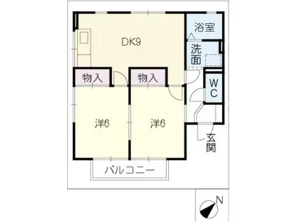 ハートホームII(2DK/1階)の間取り写真