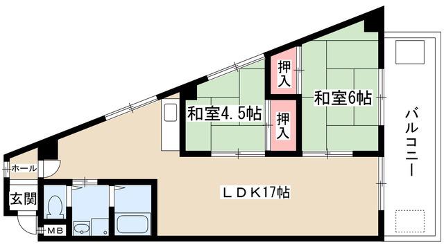 ファミリーハイツ柴田(2LDK/3階)の間取り写真