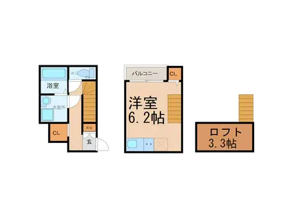 ハーモニーテラス二番II(1SK/1階)の間取り写真