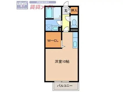 エスポワールB(ワンルーム/2階)の間取り写真