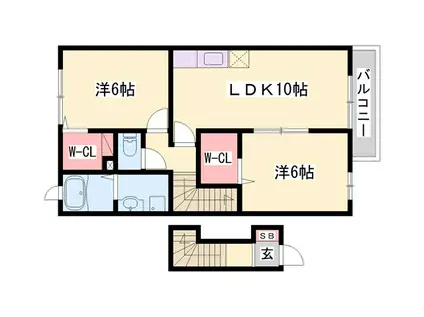 アボンデーレA(2LDK/2階)の間取り写真