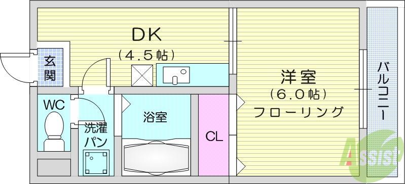 プラザ鹿野(1DK/5階)の間取り写真