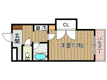 ラ・ビスタ暁(1K/3階)の間取り写真