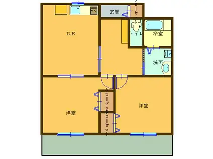 ベロウIK宮関(2DK/3階)の間取り写真