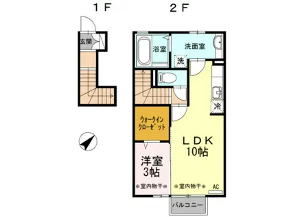 グランツ(1LDK/1階)の間取り写真