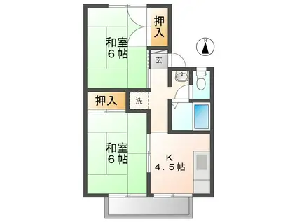 フラワーコーポ(2K/2階)の間取り写真