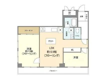 ウィンベルコーラス蓮沼(2LDK/2階)の間取り写真