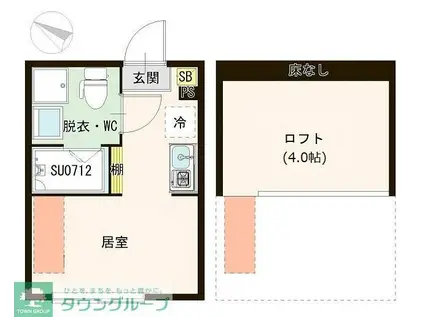 ハーモニーテラス白鷺II(ワンルーム/2階)の間取り写真