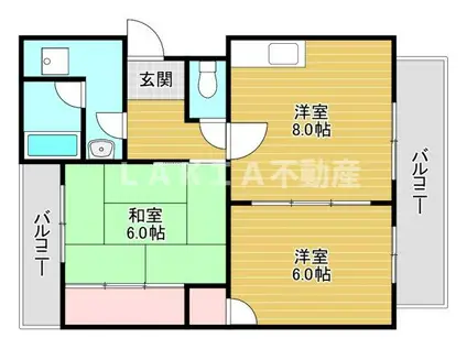 ハーバーウィンズ天保山(2LDK/2階)の間取り写真