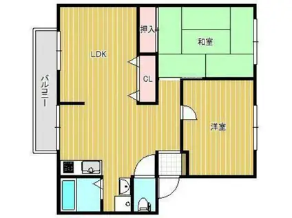 グリーンヒルズ九重田C棟(2LDK/2階)の間取り写真