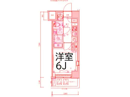 リヴシティ横濱石川町(1K/2階)の間取り写真