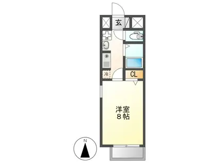 ウィング金山(1K/1階)の間取り写真