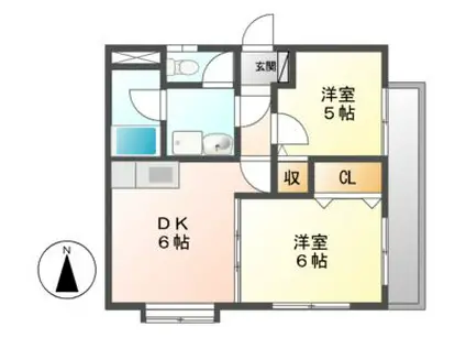 エルアモール(2DK/2階)の間取り写真