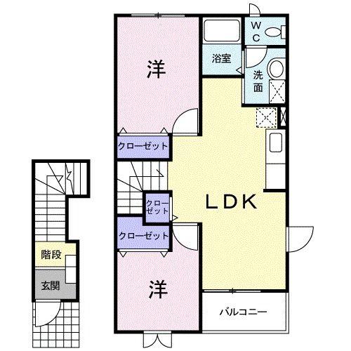 チェスターコートA(2LDK/2階)の間取り写真