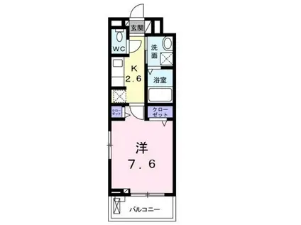 ラ・ヴィベール(1K/2階)の間取り写真