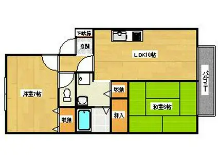 ラ・ルミエールI(2LDK/1階)の間取り写真