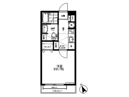 サンハウス7(1K/3階)の間取り写真