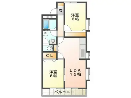 クレベール(2LDK/1階)の間取り写真