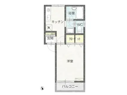 ジンハイツ(1K/2階)の間取り写真