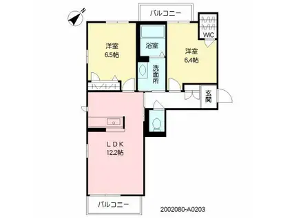 クレールガーデン小山(2LDK/2階)の間取り写真