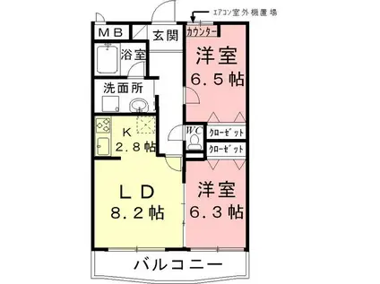 ジェントリィ北一色I(2LDK/3階)の間取り写真