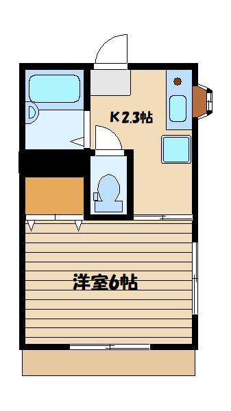 セカンド・ハイツ(1K/1階)の間取り写真