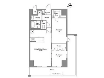 プリマステラ(2LDK/4階)の間取り写真